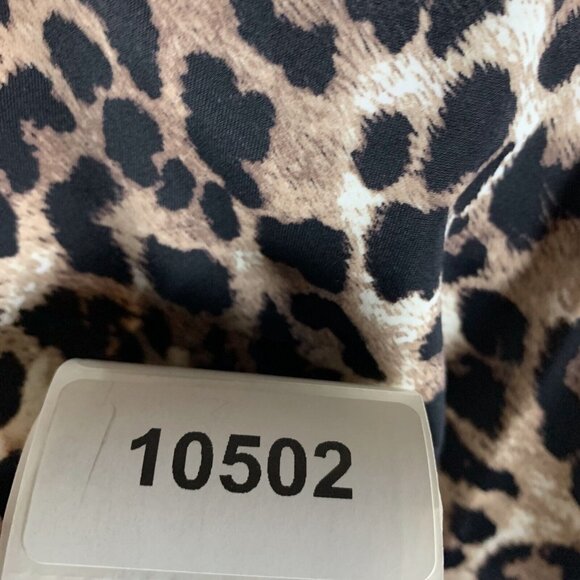 Swim Solutions Tankini Top Women's 8 Tan Beige Leopard Print Pleat-Front Summer - Picture 5 of 5